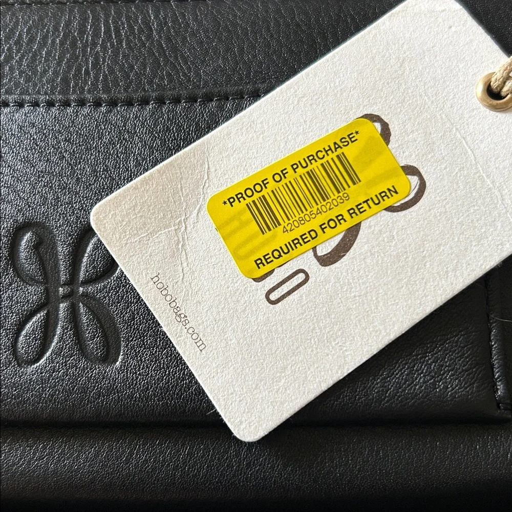 HOBO Black Leather Zip Around Wallet with Exterior Pocket